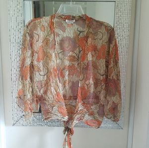 Andre' Oliver 100% Silk Cardigan Size 2 Floral